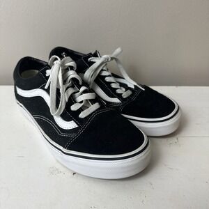 Vans Ward Skate Shoes Womens 6.5 Black Canvas Suede Low Top Lace Up Sneakers EUC